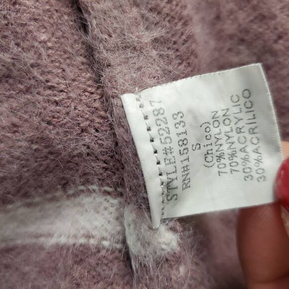 Staccato Mauve White Striped Soft Fuzzy Sweater Women’s Small Cozy Knit - Picture 5 of 6